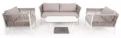 Комплект плетеной лаунж мебели 4SIS Касабланка алюминий, роуп, ткань серо-коричневый Фото 1