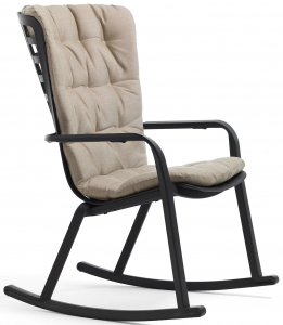 Кресло-качалка пластиковое с подушкой Nardi Folio стеклопластик, акрил антрацит, бежевый Фото 1