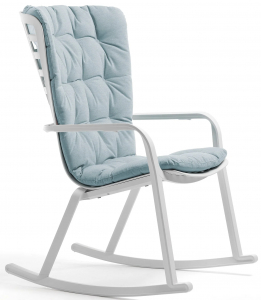 Кресло-качалка пластиковое с подушкой Nardi Folio стеклопластик, акрил белый, голубой Фото 1