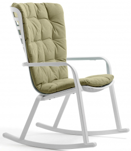 Кресло-качалка пластиковое с подушкой Nardi Folio стеклопластик, акрил белый, зеленый Фото 1