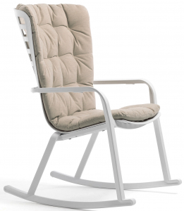 Кресло-качалка пластиковое с подушкой Nardi Folio стеклопластик, акрил белый, бежевый Фото 1