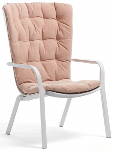Лаунж-кресло пластиковое с подушкой Nardi Folio стеклопластик, акрил белый, розовый Фото 1