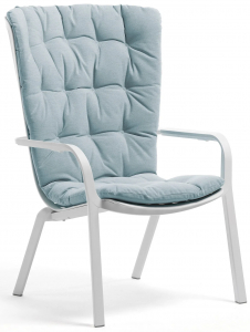 Лаунж-кресло пластиковое с подушкой Nardi Folio стеклопластик, акрил белый, голубой Фото 1