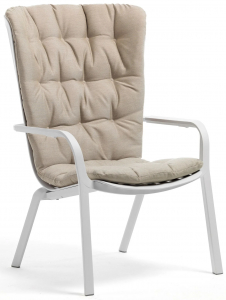 Лаунж-кресло пластиковое с подушкой Nardi Folio стеклопластик, акрил белый, бежевый Фото 1