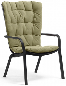 Лаунж-кресло пластиковое с подушкой Nardi Folio стеклопластик, акрил антрацит, зеленый Фото 1