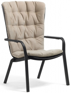 Лаунж-кресло пластиковое с подушкой Nardi Folio стеклопластик, акрил антрацит, бежевый Фото 1