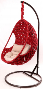Кресло подвесное плетеное Pride Design Валио Гламур сталь, микровелюр красный Фото 1