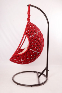 Кресло подвесное плетеное Pride Design Валио Гламур сталь, микровелюр красный Фото 10