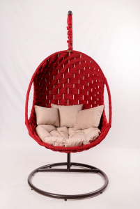 Кресло подвесное плетеное Pride Design Валио Гламур сталь, микровелюр красный Фото 11