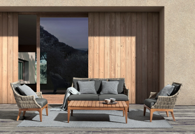 Кресло плетеное с подушками Garden Relax Keilani тик, алюминий, искусственный ротанг, олефин натуральный, серый Фото 10