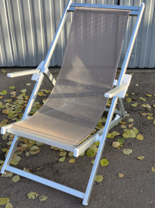 Кресло-шезлонг текстиленовое складное Magnani Sdraio алюминий, текстилен серебристый, серо-коричневый Фото 4