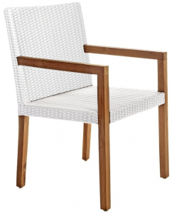 Кресло плетеное Giardino Di Legno Fiji тик, искусственный ротанг белый Фото 1