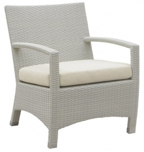 Кресло плетеное с подушкой Giardino Di Legno Tonga  алюминий, искусственный ротанг, акрил белый, слоновая кость Фото 1