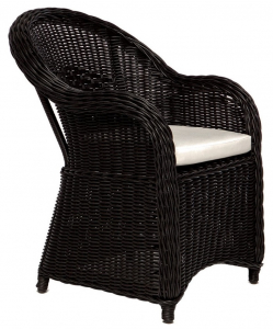 Кресло плетеное с подушкой Giardino Di Legno Wapiti алюминий, искусственный ротанг, акрил черный, слоновая кость Фото 1