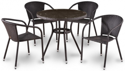 Комплект плетеной мебели Afina T282ANT/Y137C-W53 Brown 4Pcs искусственный ротанг, сталь коричневый Фото 1