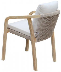 Кресло деревянное с подушками Tagliamento Ravona KD акация, роуп, олефин натуральный, бежевый Фото 2