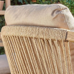 Кресло деревянное с подушками Tagliamento Ravona KD акация, роуп, олефин натуральный, бежевый Фото 3