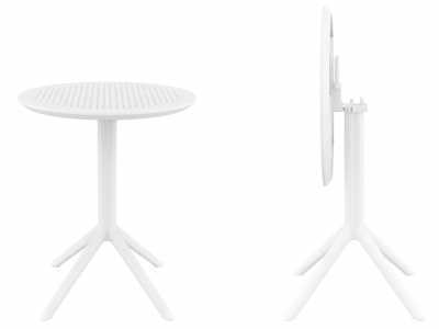 Стол пластиковый складной Siesta Contract Sky Folding Table Ø60 сталь, пластик белый Фото 1