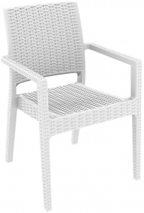 Кресло пластиковое плетеное Siesta Contract Ibiza стеклопластик белый Фото 1