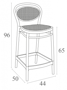 Стул пластиковый полубарный Siesta Contract Marcel Bar 65 стеклопластик марсала Фото 2