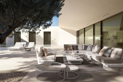 Лаунж-лежак двухместный Garden Relax Infinity алюминий, олефин белый, бежевый Фото 8