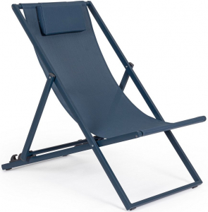 Кресло-шезлонг металлическое складное Garden Relax Taylor алюминий, текстилен синий нави Фото 1
