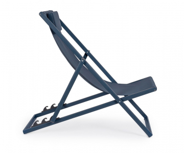 Кресло-шезлонг металлическое складное Garden Relax Taylor алюминий, текстилен синий нави Фото 2