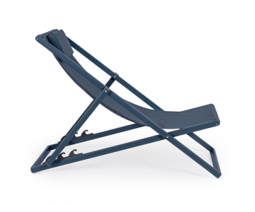 Кресло-шезлонг металлическое складное Garden Relax Taylor алюминий, текстилен синий нави Фото 3