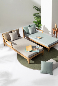 Лаунж-лежак двухместный Garden Relax Bali тик, олефин натуральный, бежевый Фото 6