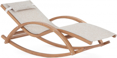 Лежак-качалка деревянный Garden Relax Noes лиственница, текстилен натуральный, бежевый Фото 1