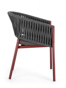 Кресло плетеное с подушкой Garden Relax Florencia алюминий, роуп, олефин красный, серый Фото 4