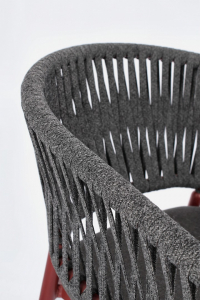 Кресло плетеное с подушкой Garden Relax Florencia алюминий, роуп, олефин красный, серый Фото 8
