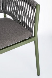 Кресло плетеное с подушкой Garden Relax Florencia алюминий, роуп, олефин зеленый, серый Фото 6