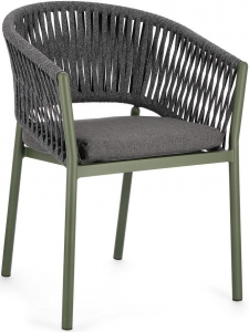 Кресло плетеное с подушкой Garden Relax Florencia алюминий, роуп, олефин зеленый, серый Фото 1