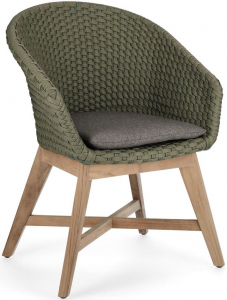 Кресло плетеное с подушкой Garden Relax Coachella тик, роуп, олефин натуральный, зеленый Фото 1