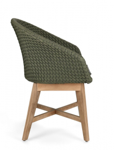 Кресло плетеное с подушкой Garden Relax Coachella тик, роуп, олефин натуральный, зеленый Фото 4