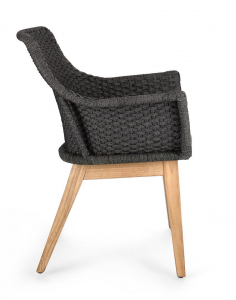 Кресло плетеное с подушкой Garden Relax Allison тик, роуп, олефин натуральный, антрацит Фото 4