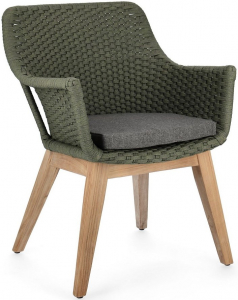 Кресло плетеное с подушкой Garden Relax Allison тик, роуп, олефин натуральный, зеленый Фото 1