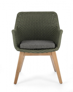 Кресло плетеное с подушкой Garden Relax Allison тик, роуп, олефин натуральный, зеленый Фото 2