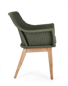 Кресло плетеное с подушкой Garden Relax Allison тик, роуп, олефин натуральный, зеленый Фото 4