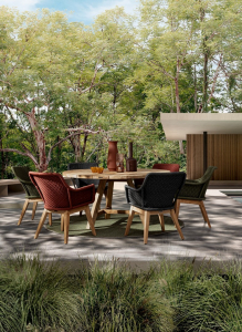 Кресло плетеное с подушкой Garden Relax Allison тик, роуп, олефин натуральный, алый Фото 8