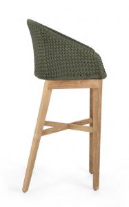 Кресло плетеное барное с подушкой Garden Relax Coachella тик, олефин натуральный, зеленый Фото 4