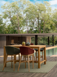 Кресло плетеное барное с подушкой Garden Relax Coachella тик, роуп, олефин натуральный, алый Фото 7