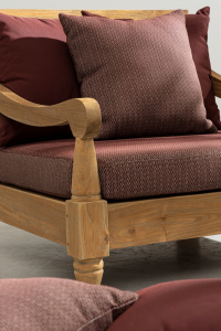 Кресло деревянное с подушками Garden Relax Bali тик, олефин натуральный, винный Фото 6