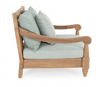 Кресло деревянное с подушками Garden Relax Bali тик, олефин натуральный, светло-зеленый Фото 3