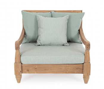 Кресло деревянное с подушками Garden Relax Bali тик, олефин натуральный, светло-зеленый Фото 2