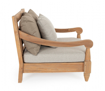 Кресло деревянное с подушками Garden Relax Bali тик, олефин натуральный, бежевый Фото 4