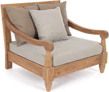 Кресло деревянное с подушками Garden Relax Bali тик, олефин натуральный, бежевый Фото 1