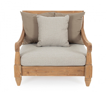 Кресло деревянное с подушками Garden Relax Bali тик, олефин натуральный, бежевый Фото 2