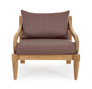 Кресло деревянное с подушками Garden Relax Karuba тик, олефин натуральный, винный Фото 2